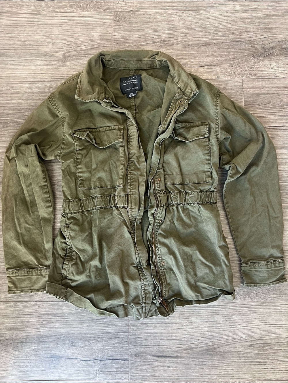 Olive Utility Drawstring-Waist Jacket - Women XXS